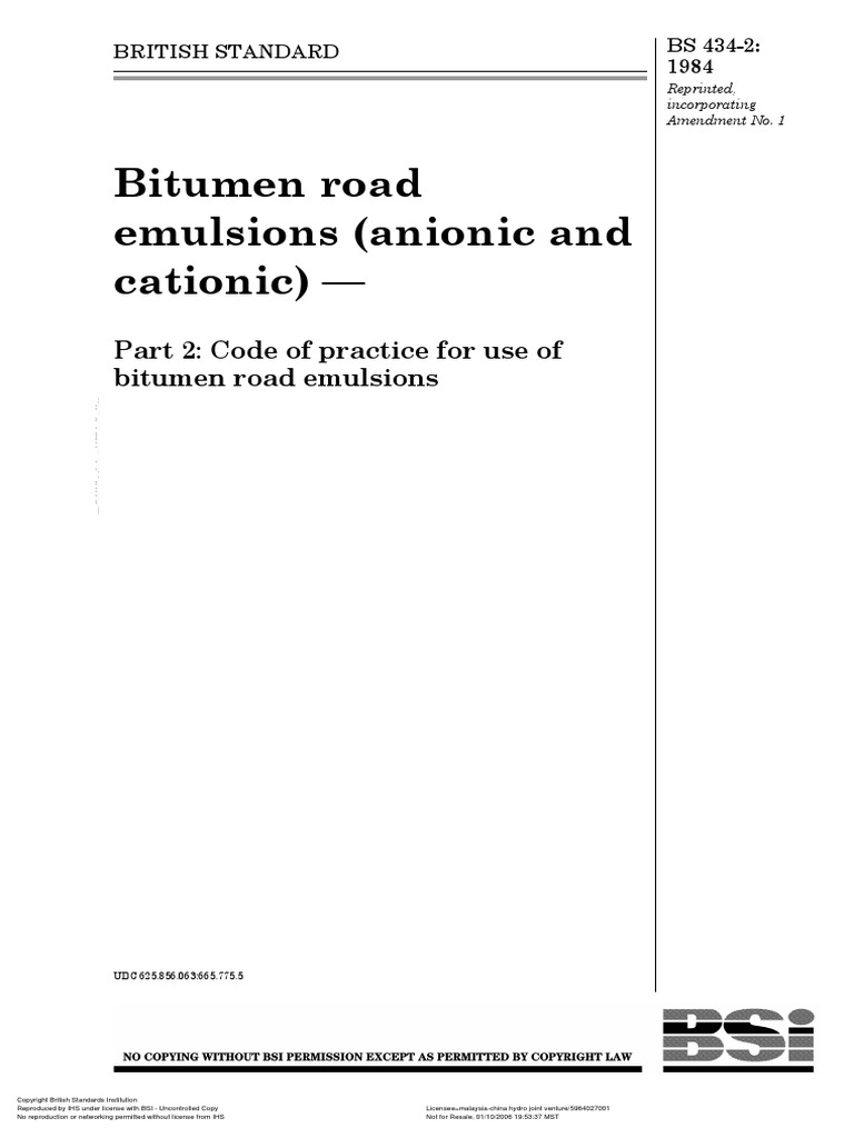 Bitumen Road Emulsions (Anionic and Cationic) | PDF | Asphalt | Water