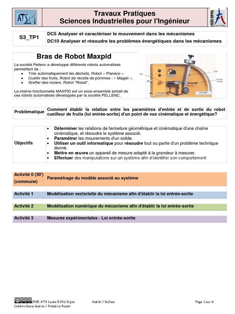 Analyse cinématique du robot Maxpid | PDF | Microsoft Excel | Cinématique