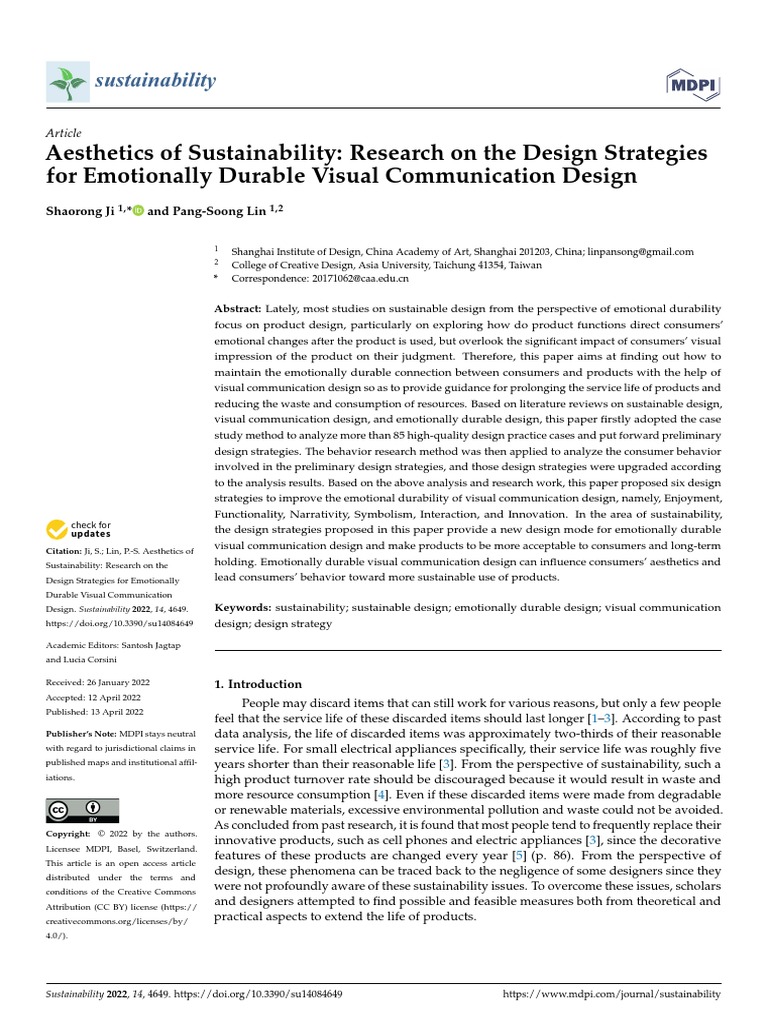 Sustainability 14 04649 v2 | PDF | Sustainable Design | Sustainability