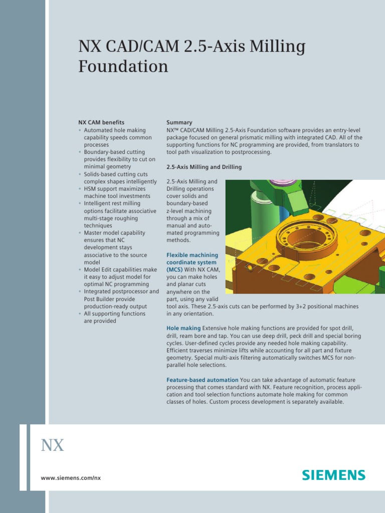 NX CAD CAM 2 5 Axis Milling Foundation | PDF | Computer Aided Design ...