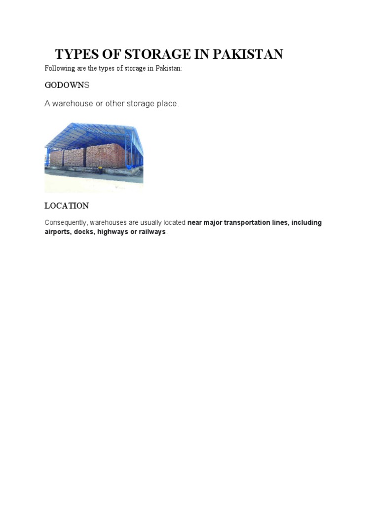 Types of Storage in Pakistan | PDF