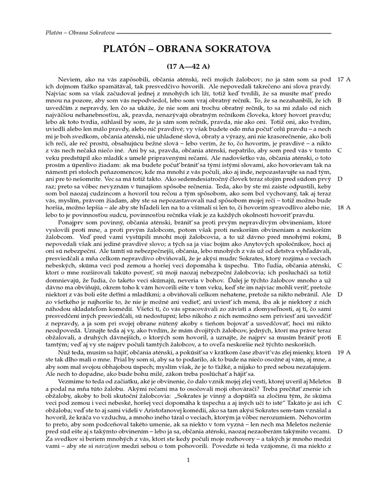 Platon Obrana Sokratova Pdf