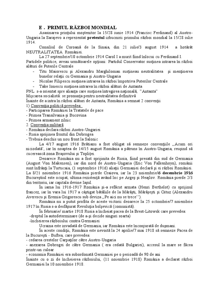 România În Primul Război Mondial | PDF