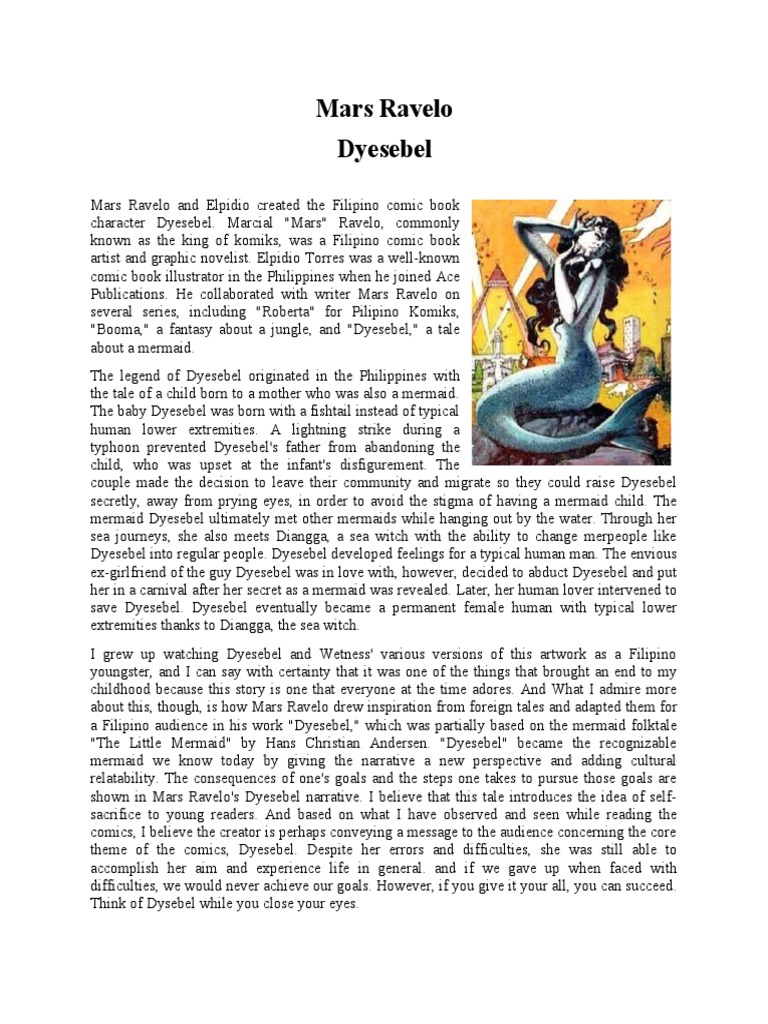 Mars Ravelo created iconic Filipino mermaid character Dyesebel PDF