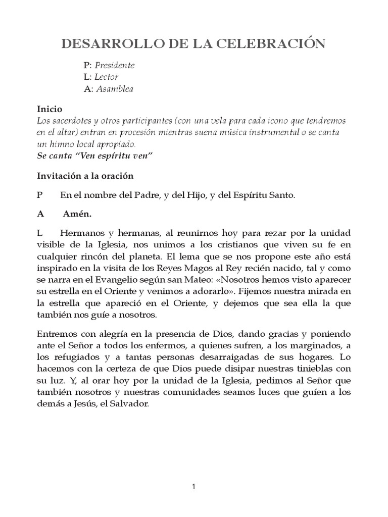 Oración Por La Unidad de Los Cristianos | PDF