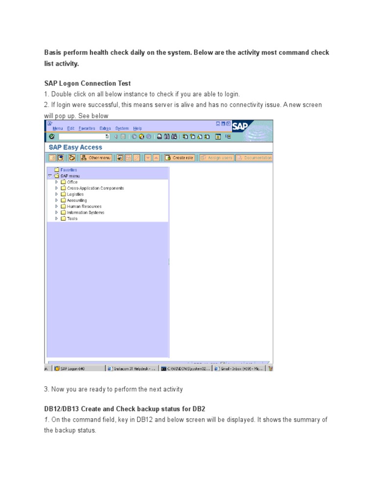 Daily SAP Basis Health Check Guide | PDF | System Software | Computer ...