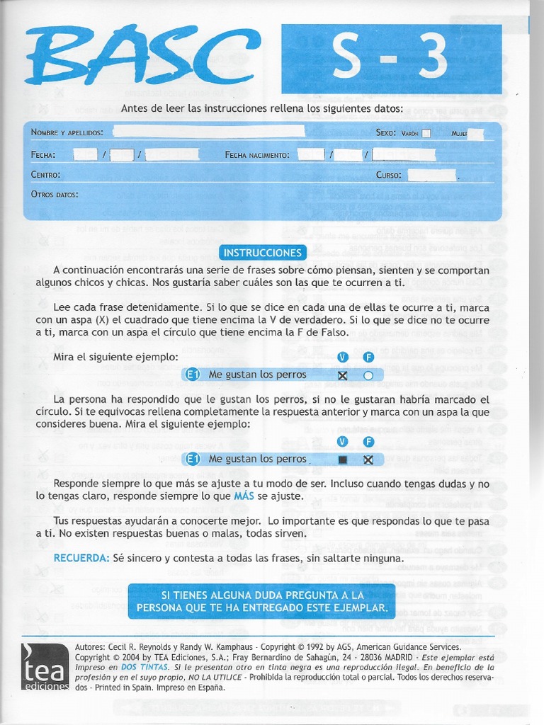 BASC Sujetos 3 | PDF