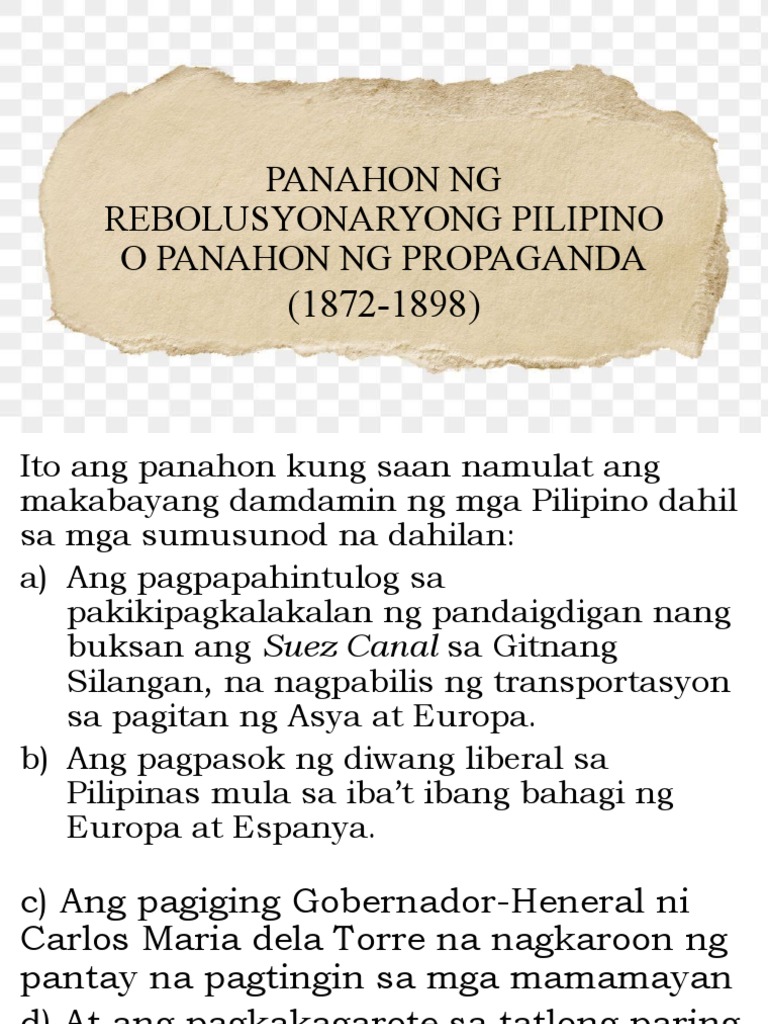 Panahon NG Rebolusyonaryong Pilipino o Panahon NG Propaganda | PDF