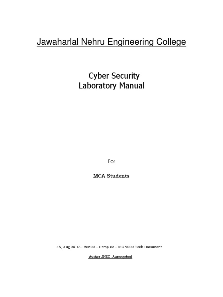 Jawaharlal Nehru Engineering College: Cyber Security Laboratory Manual