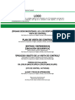 Plan de Visita de Control: (Entidad / Dependencia) (Ubicación Geográfica) " (Proceso Objeto de La Visita de Control) "