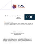 The Lexicon-Grammar of A Language: Application To French: To Cite This Version