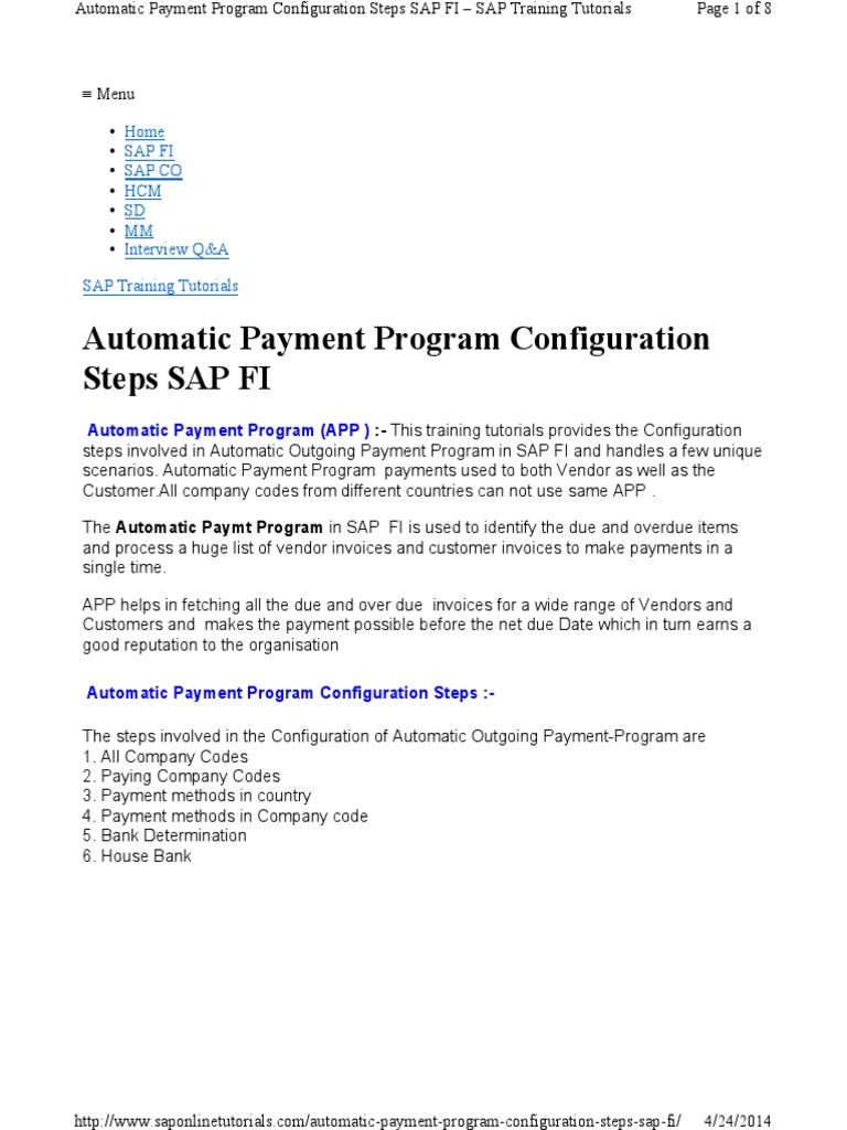 Automatic Payment Program In Sap Interview Questions