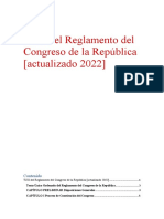 TUO Del Reglamento Del Congreso de La República (Actualizado 2022)