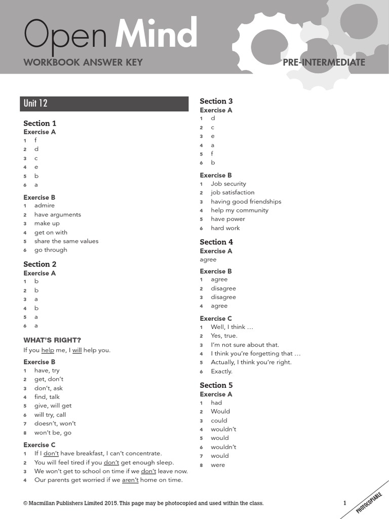 Unit 12: Workbook Answer Key Pre-Intermediate | PDF
