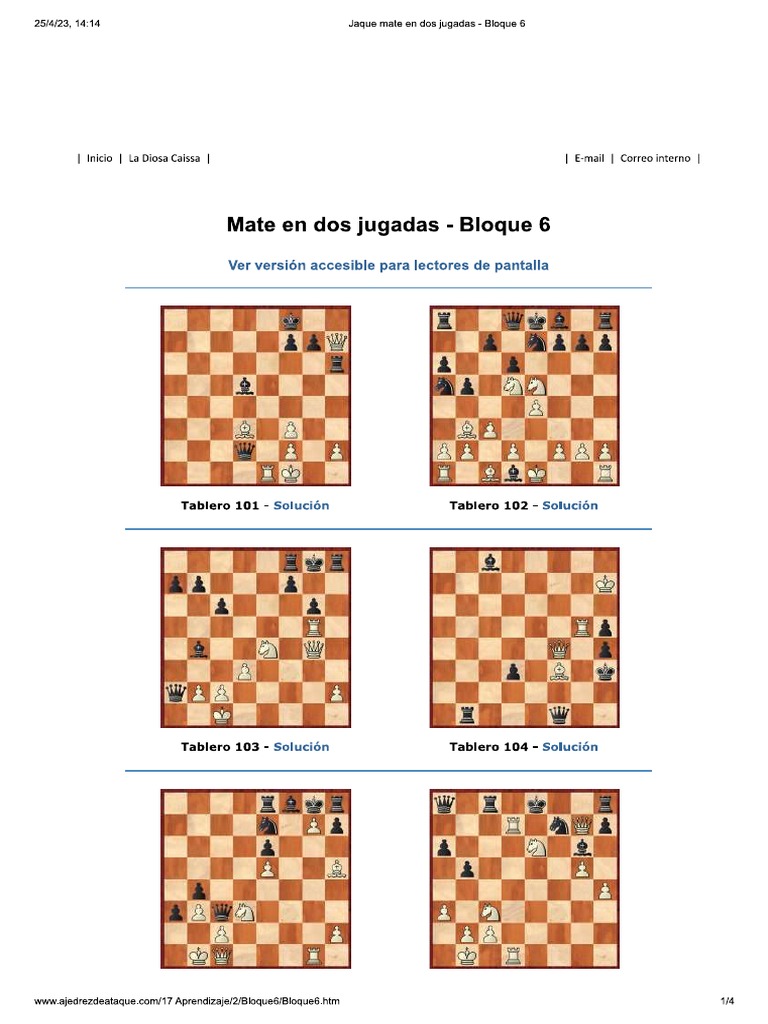 1 Ejercicios de Ajedrez Mates en 2 | PDF
