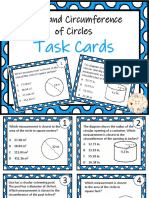 Area and Circumference of Circles: Task Cards