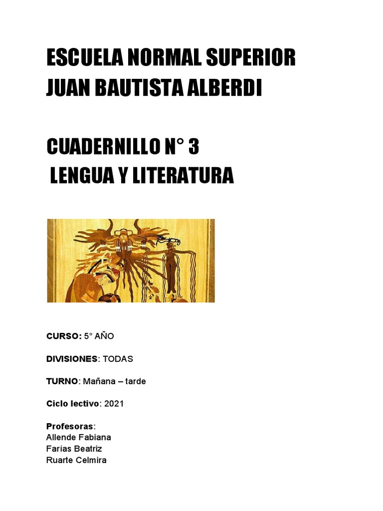Cuadernillo #3 - Lengua y Literatura 5 Año | PDF