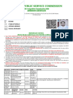 Federal Public Service Commission: CSS Competitive Examination 2023 Admission Certificate