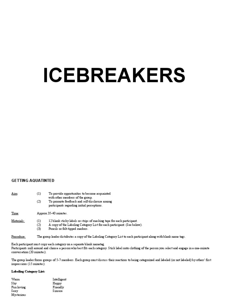 Icebreakers PDF Map Knot