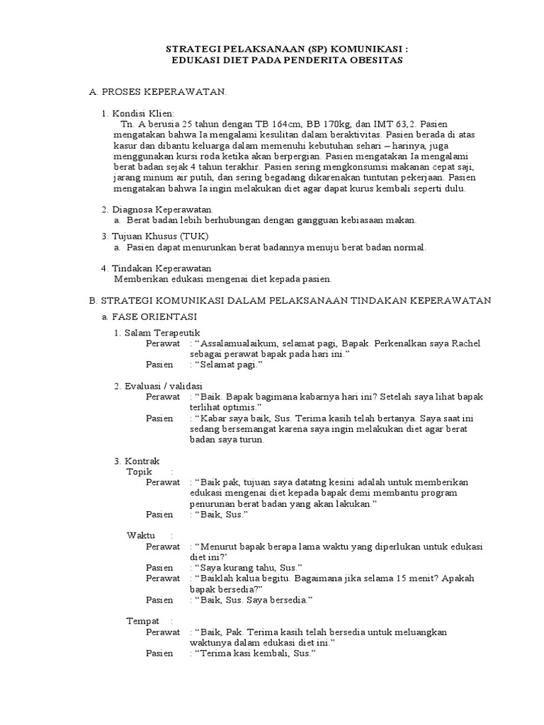 Edukasi Diet Bagi Pasien Obesitas Melalui Strategi Komunikasi