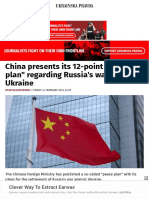 China Presents Its 12-Point ''Peace Plan'' Regarding Russia's War in Ukraine - Ukrainska Pravda
