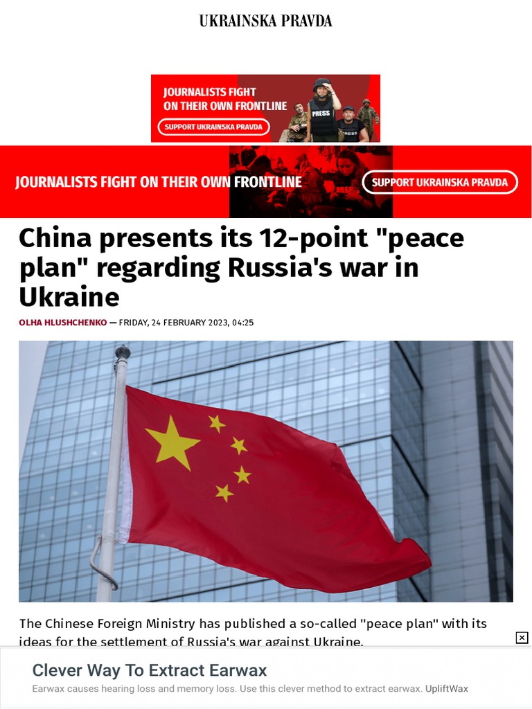 China Presents Its 12Point ''Peace Plan'' Regarding Russia's War in