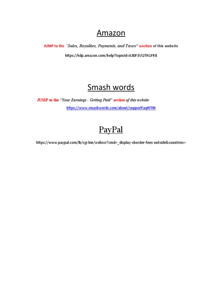 Amazon Sales, Royalties, Payments, and Taxes" PDF