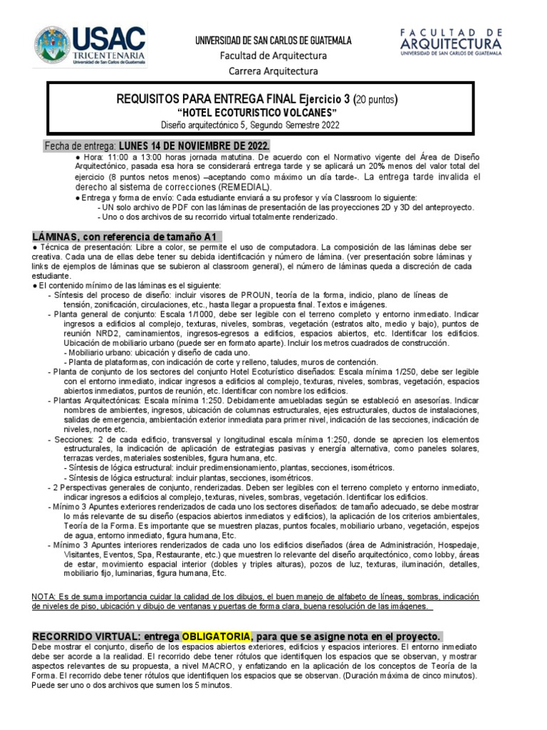 Requisitos de Entrega Final Proyecto 2-2022 | PDF | Diseño