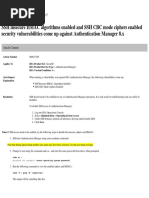 SSH Insecure HMAC Algorithms Enabled and SSH CBC Mode Ciphers Enabled Security Vulnerabilities Come Up Against Authentication Manager 8.x