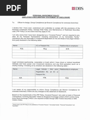 PIP Declaration Form