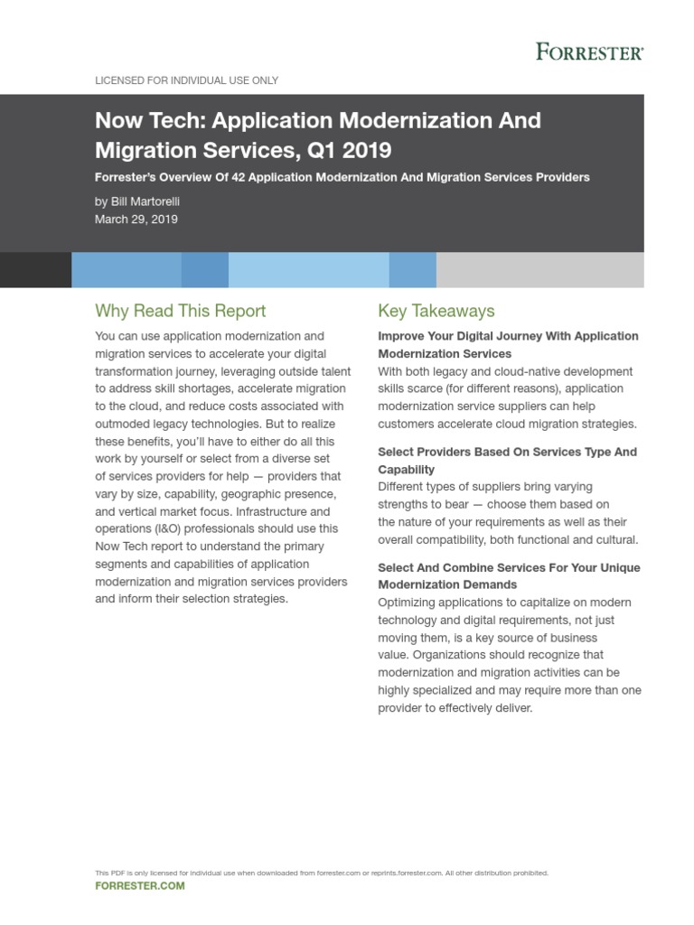 Forrester Research Application Modernization And Migration Services