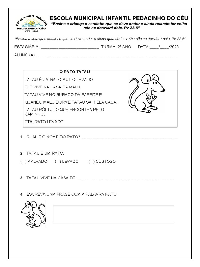 Atividade I estágio - Educação Infantil | PDF