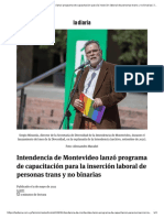 Intendencia de Montevideo Lanzó Programa de Capacitación para La Inserción Laboral de Personas Trans y No Binarias