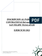 Inscripcion Al Padron de CONTRATISTAS Del Municipio de San Felipe Tejalapam Ejercicio 2023