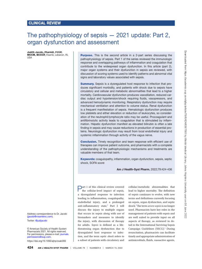 The Pathophysiology Of Sepsis