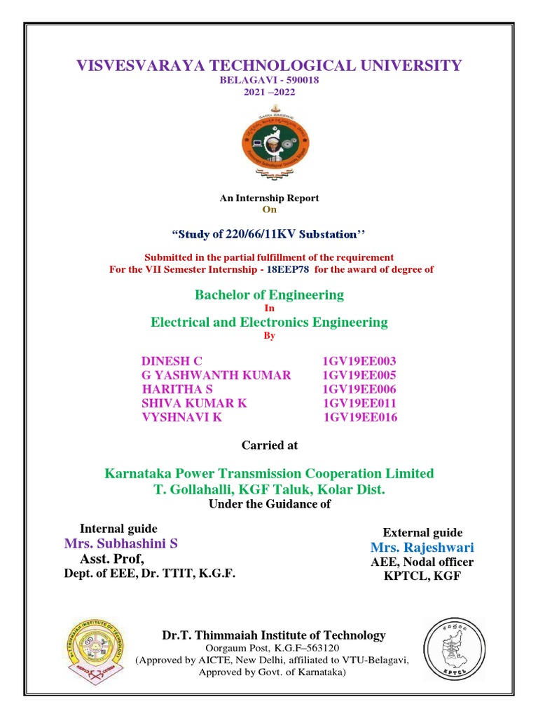 Visvesvaraya Technological University Bachelor of Engineering