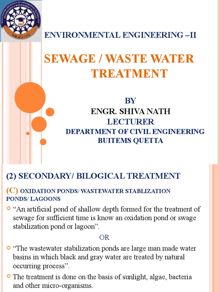 Oxidation Ponds PDF Sewage Treatment Water Pollution