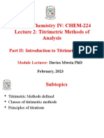 General Chemistry IV: CHEM-224 Lecture 2: Titrimetric Methods of Analysis