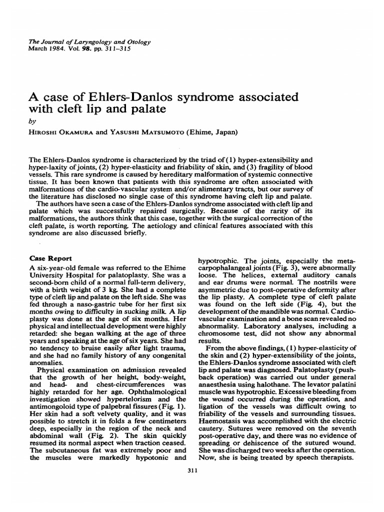 A Case of Ehlers Danlos Syndrome Associated With Cleft Lip and Palate
