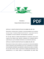 Postura de Los Articulos 1 y 3 de La Constitución Politica de Colombia de 1991-1