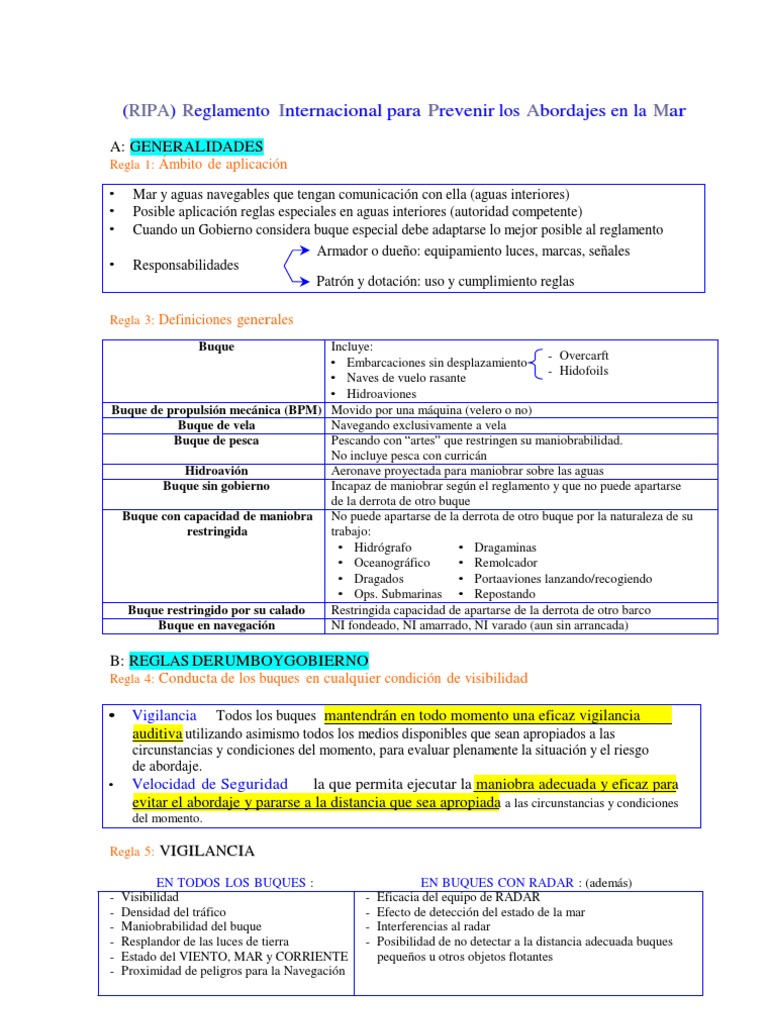 Reglamento RIPA: Reglas de Navegación | PDF | Buques | Radar