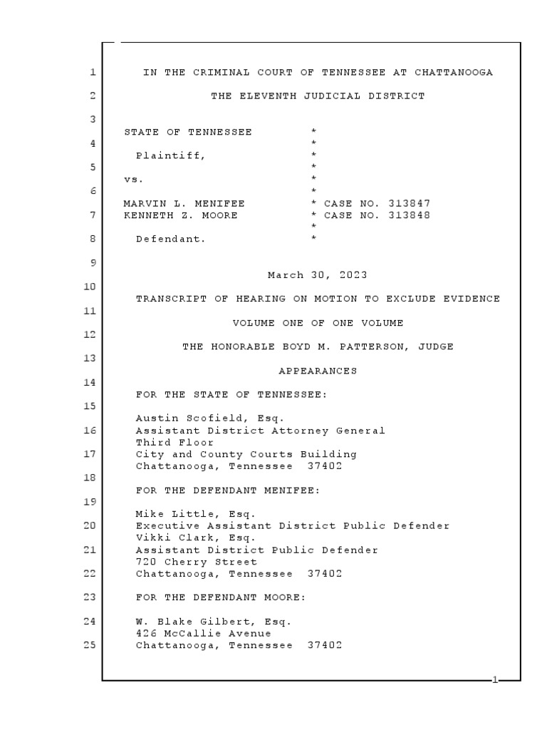 Menifee Transcript 1 PDF Continuance Separation Of Powers