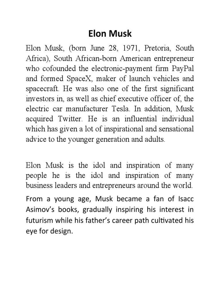 Elon Musk Inspiration | PDF