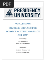 Analysis On: Divorce, Grounds For Divorce in Hindu Marriage ACT 1955