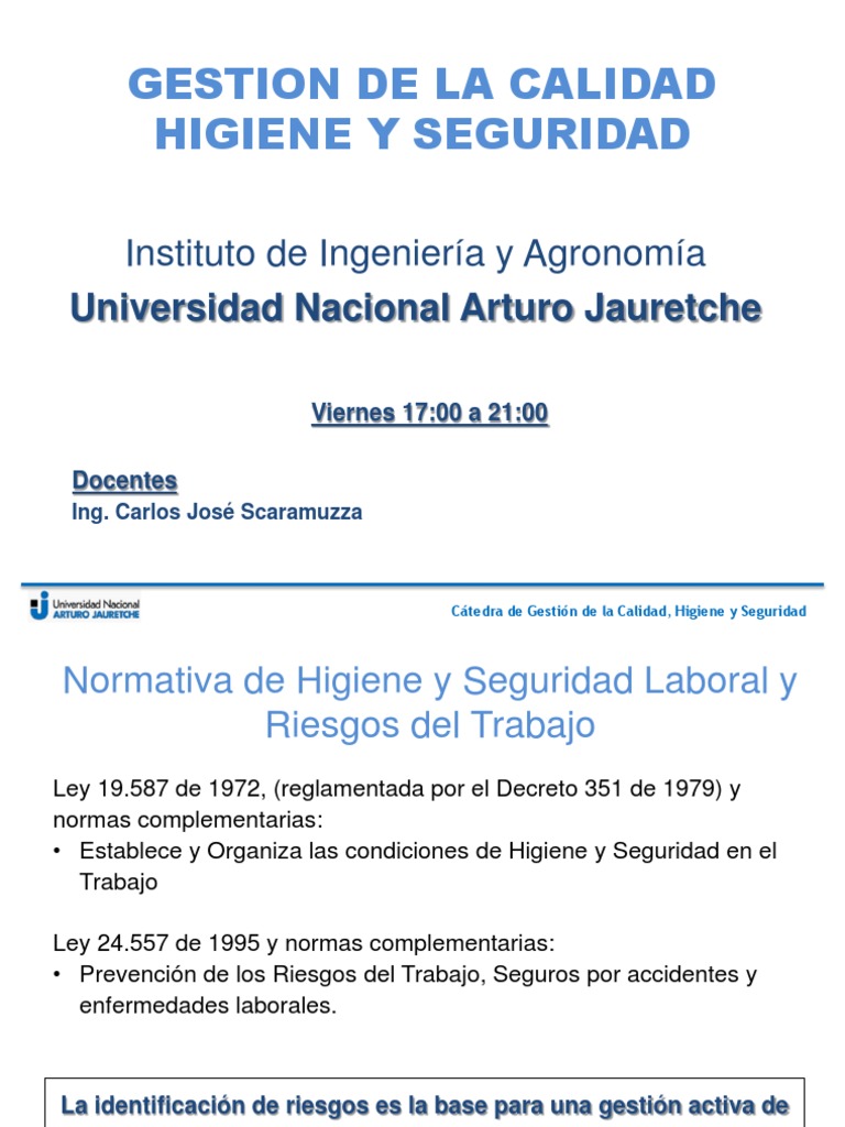 Gestion de La Calidad Higiene Y Seguridad | PDF | Calidad (comercial ...