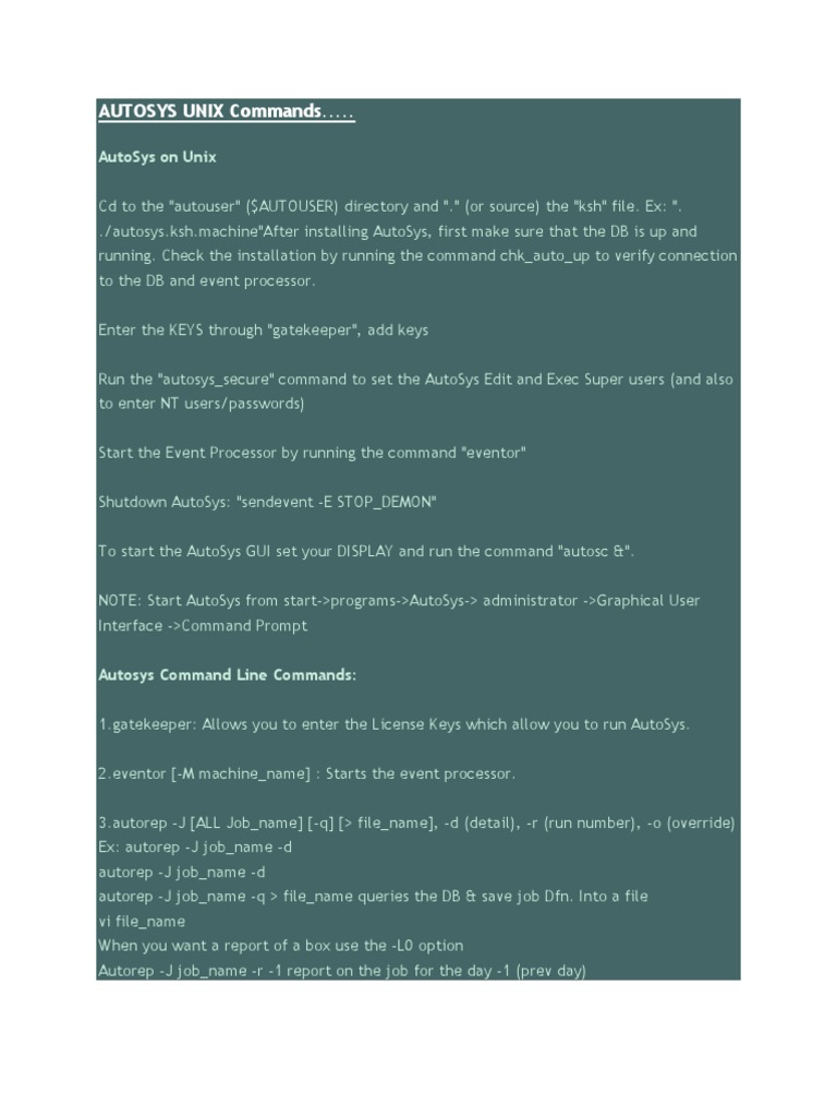 Autosys Commands Cheat Sheet