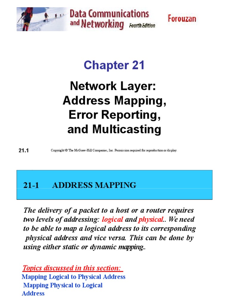 Network Layer: Address Mapping, Error Reporting, and Multicasting | PDF ...