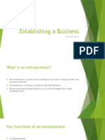 Establishing A Business: By: Anonymous