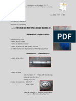 Informe de Reparación de Bomba 01.: Multiservicios Rondona S.A.C