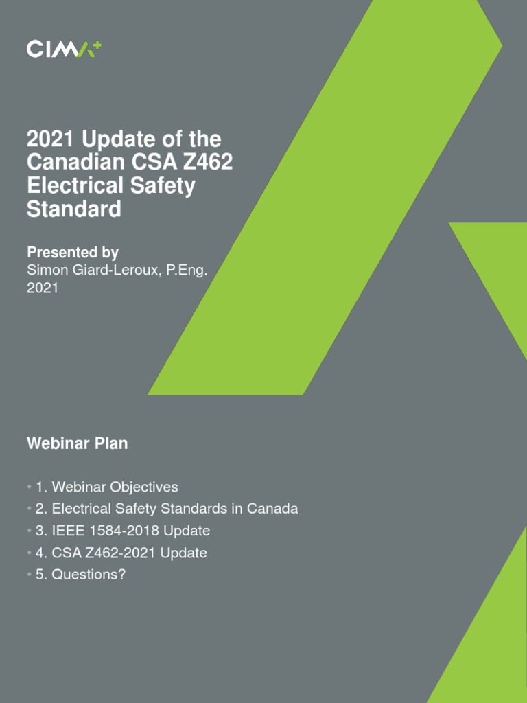 2021 Update of The Canadian CSA Z462 Electrical Safety Standard PDF